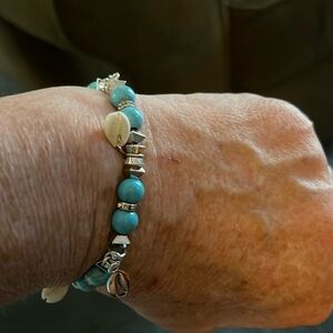 💦Stretch Turquoise look seashell Bracelet